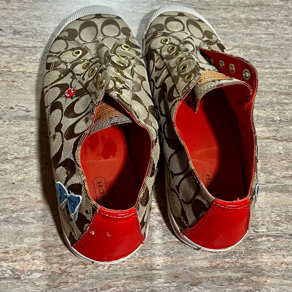 Coach Brown and Red Women's Sneakers - Picture 2 of 16